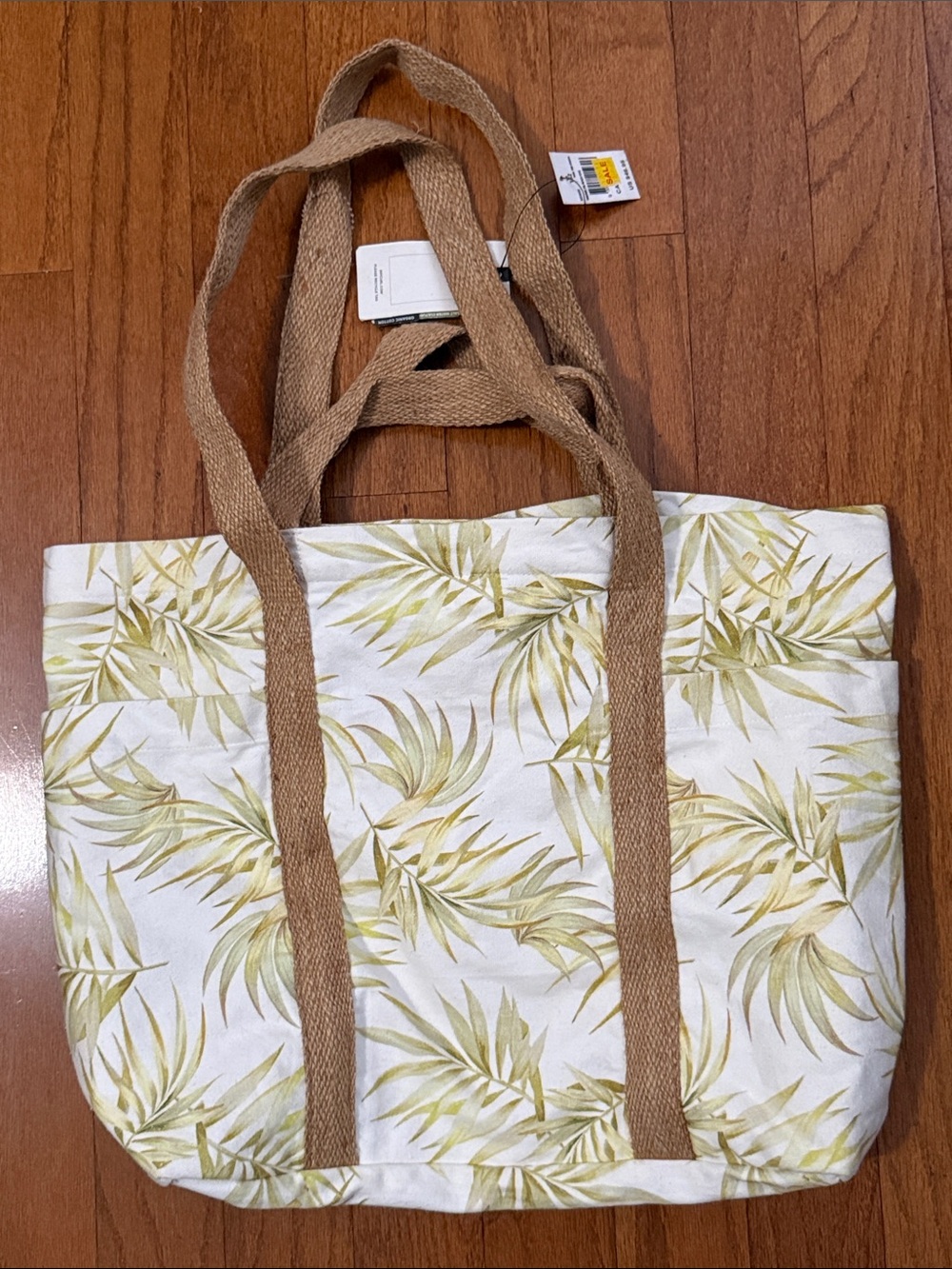 Rip Curl Organic 29L White Beach Tote with Pale Green Tropical Leaf NWT - Picture 9 of 10